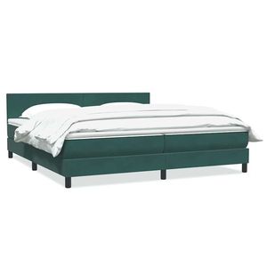 vidaXL Pat box spring cu saltea, verde închis, 180x210 cm, catifea imagine