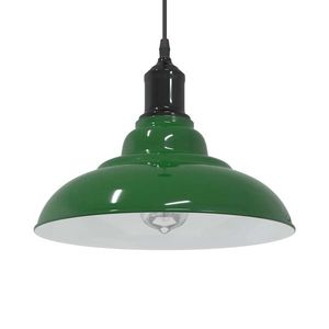 vidaXL Lampă suspendată reglabilă pe înălțime E27 verde lucios metal imagine