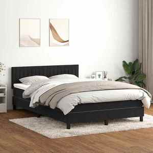 vidaXL Pat box spring cu saltea, negru, 140x220 cm, catifea imagine