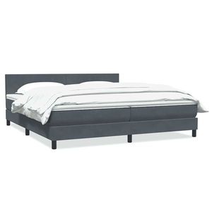 vidaXL Pat box spring cu saltea, gri închis, 200x210 cm, catifea imagine