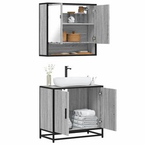 vidaXL Set mobilier de baie, 2 piese, gri sonoma, lemn prelucrat imagine