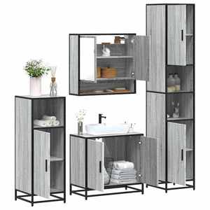 vidaXL Set de mobilier de baie 4 piese Lemn stratificat gri Sonoma imagine