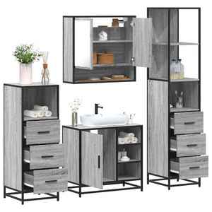 vidaXL Set de mobilier de baie 4 piese Lemn stratificat gri Sonoma imagine