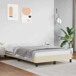 vidaXL Cadru de pat fără saltea cremă 120x190 cm piele artificială imagine