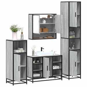 vidaXL Set de mobilier de baie 4 piese Lemn stratificat gri Sonoma imagine