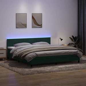 vidaXL Pat box spring cu saltea, verde închis, 200x210 cm, catifea imagine