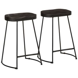 vidaXL Scaune de bar 2 buc Negru 45x40x62 cm lemn masiv de mango imagine