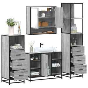 vidaXL Set de mobilier de baie 4 piese Lemn stratificat gri Sonoma imagine