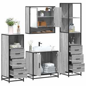 vidaXL Set de mobilier de baie 4 piese Lemn stratificat gri Sonoma imagine