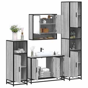 vidaXL Set de mobilier de baie 4 piese Lemn stratificat gri Sonoma imagine