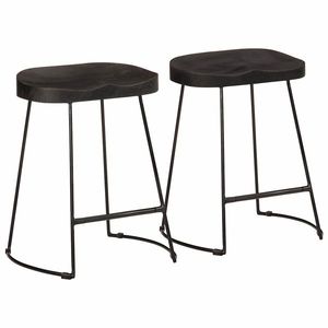 vidaXL Scaune de bar 2 buc Negru 46x38x52 cm lemn masiv de mango imagine