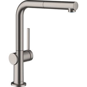 Baterie bucatarie Hansgrohe Talis M54 270 cu pipa extractibila negru periat imagine