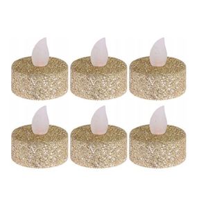 Set 6 lumanari cu LED Glitter, 3.8x4 cm, auriu imagine