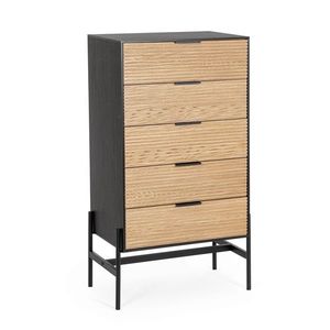 Comoda Allycia, Bizzotto, 64 x 40 x 115.5 cm, lemn de frasin/MDF, negru/natural imagine