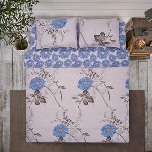 Lenjerie de pat dubla Flo, Heinner Home, 4 piese, 200x220 cm, 100% bumbac, albastru imagine