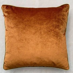 Husa de perna, Copper Velvet Pillow Cover, 43x43 cm, Polipropilena, Cupru/Verde imagine