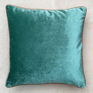 Husa de perna, Azury Velvet Pillow Cover, 43x43 cm, Polipropilena, Verde mare / Gri deschis imagine