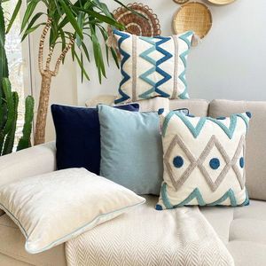 Set fete de perna, Blue House Pillow Set Cover, 20% in, 80% poliester, Turcoaz / Gri / Bleumarin / Crem imagine