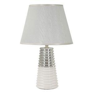 Lampa de masa Candela, Mauro Ferretti, 1 x E27, 40W, 25x41 cm, ceramica/fier/textil, alb/argintiu imagine