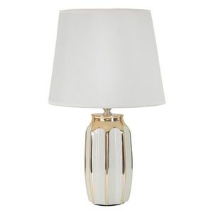 Lampa de masa Cassy, Mauro Ferretti, 1 x E27, 40W, 25x40.5 cm, ceramica/fier/textil, alb/auriu imagine