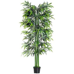 OutSunny Plantă de Bambus Artificială în Ghiveci, Plantă Decorativă pentru Casă, Birou, Interior și Exterior, Ф2.5x180 cm, Verde | Aosom Romania imagine