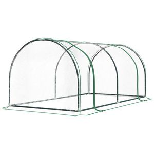 Sera tunel din otel si cu capac din PVC, 200x100x80 cm, transparent si verde Outsunny | Aosom Romania imagine