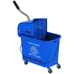 HOMCOM Cărucior Profesional pentru Curățenie cu Găleată pentru Mop de 20L, 60x27x70, 5 cm, Albastru | Aosom Romania imagine