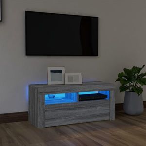 vidaXL Comodă TV cu lumini LED, gri sonoma, 90x35x40 cm imagine