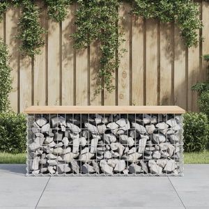 vidaXL Bancă de grădină, design gabion, 103x44x42cm, lemn masiv de pin imagine