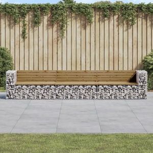 vidaXL Bancă grădină design gabion, 347x71x65, 5 cm, lemn pin impregnat imagine