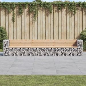 vidaXL Bancă de grădină, design gabion, 347x71x65, 5cm, lemn masiv pin imagine