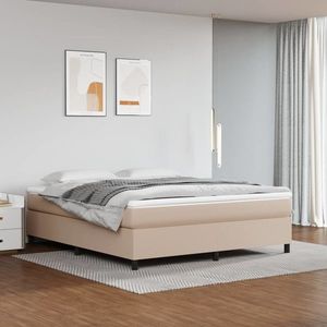 vidaXL Pat box spring cu saltea, cappuccino, 180x200cm piele ecologică imagine