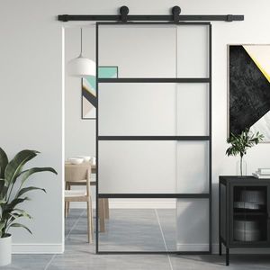 vidaXL Ușă glisantă, negru, 102, 5x205 cm, sticlă securizată/aluminiu imagine