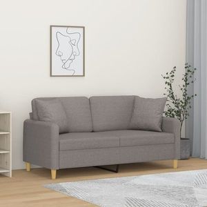 vidaXL Canapea cu 2 locuri cu pernuțe, gri taupe, 140 cm, textil imagine