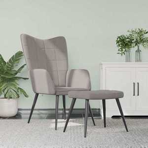 vidaXL Scaun de relaxare cu taburet, gri taupe, textil imagine