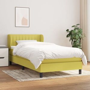 vidaXL Pat box spring cu saltea, verde, 100x200 cm, textil imagine