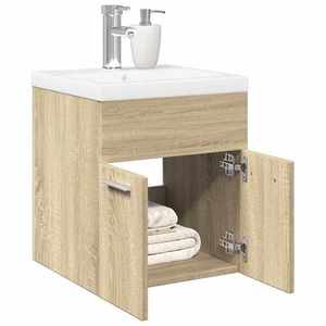 vidaXL Set mobilier de baie, 2 piese, stejar sonoma, lemn prelucrat imagine