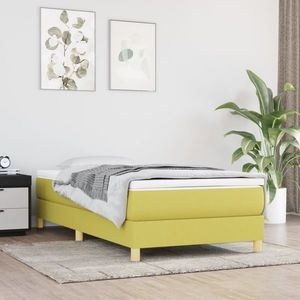 vidaXL Pat box spring cu saltea, verde, 100x200 cm, textil imagine