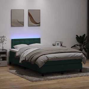 vidaXL Pat box spring cu saltea, verde închis, 120x210 cm, catifea imagine