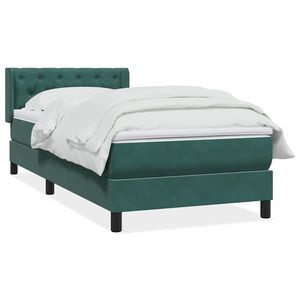 vidaXL Pat box spring cu saltea, verde închis, 80x220 cm, catifea imagine