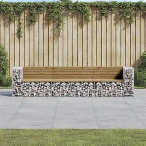 vidaXL Bancă grădină design gabion, 287x71x65, 5 cm, lemn pin impregnat imagine