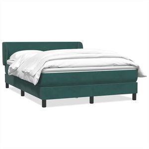 vidaXL Pat box spring cu saltea, verde închis, 160x220 cm, catifea imagine