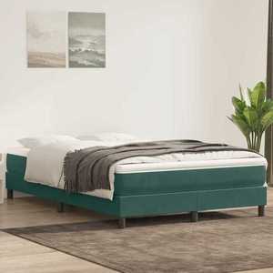 vidaXL Pat box spring cu saltea, Verde închis, 140x210 cm, catifea imagine