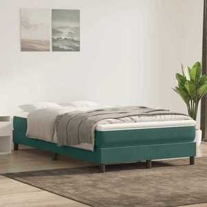 vidaXL Pat box spring cu saltea, verde închis, 120x210 cm, catifea imagine