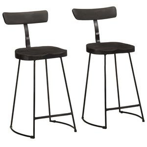 vidaXL Scaune de bar 2 buc Negru 49x43x88 cm lemn masiv de mango imagine