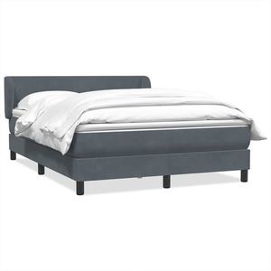 vidaXL Pat box spring cu saltea, gri închis, 140x220 cm, catifea imagine