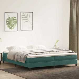 vidaXL Pat box spring cu saltea, verde închis, 200x210 cm, catifea imagine