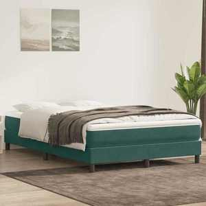 vidaXL Pat box spring cu saltea, verde închis, 160x210 cm, catifea imagine