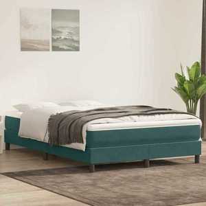 vidaXL Pat box spring cu saltea, verde închis, 140x220 cm, catifea imagine