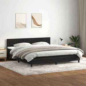 vidaXL Pat box spring cu saltea, negru, 200x210 cm, catifea imagine